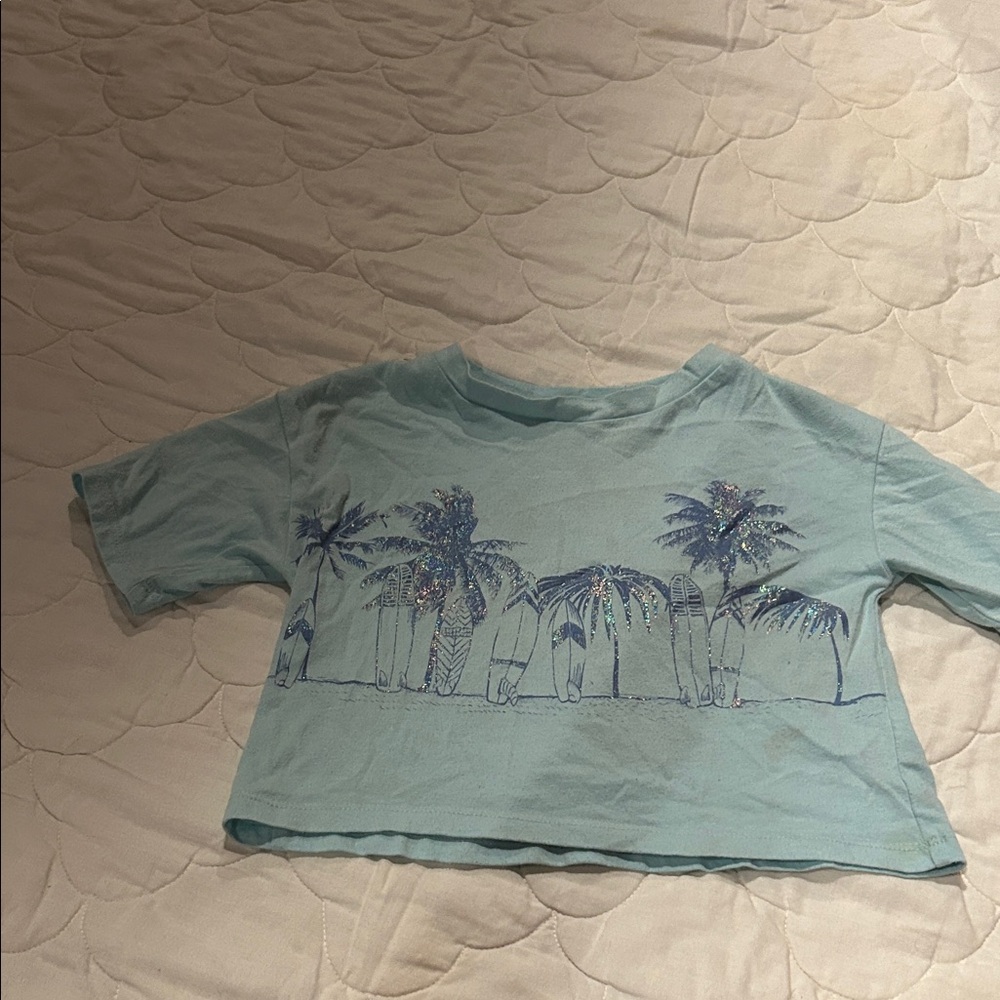 Kids Palm Tree Print T-Shirt - Blue